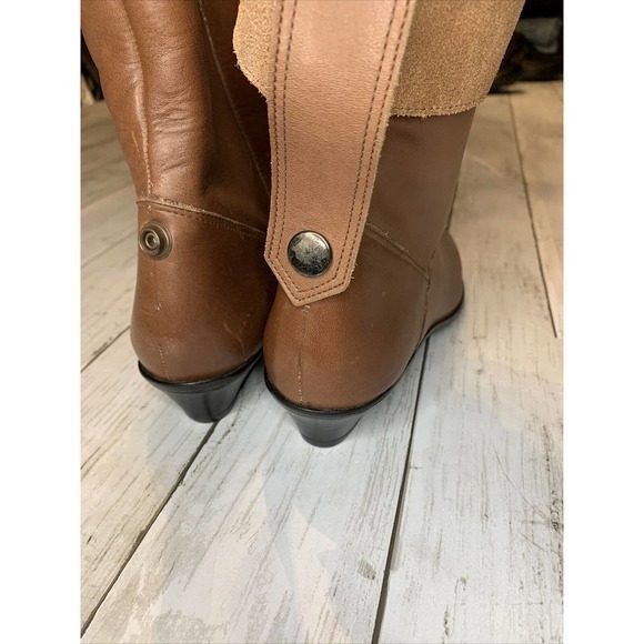 Vtg Amazonas Ladies 6.5 Brazil Brown 80’s 90’s Fold Over Leather Boots New‎ - Picture 3 of 8